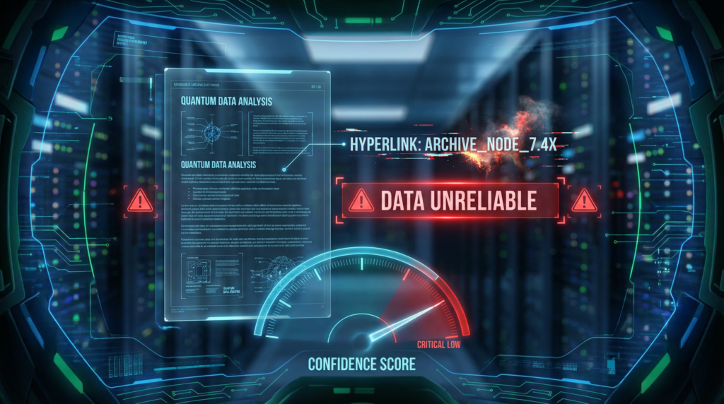 a first person view through the heads up display of an ai agent scanning a digital document